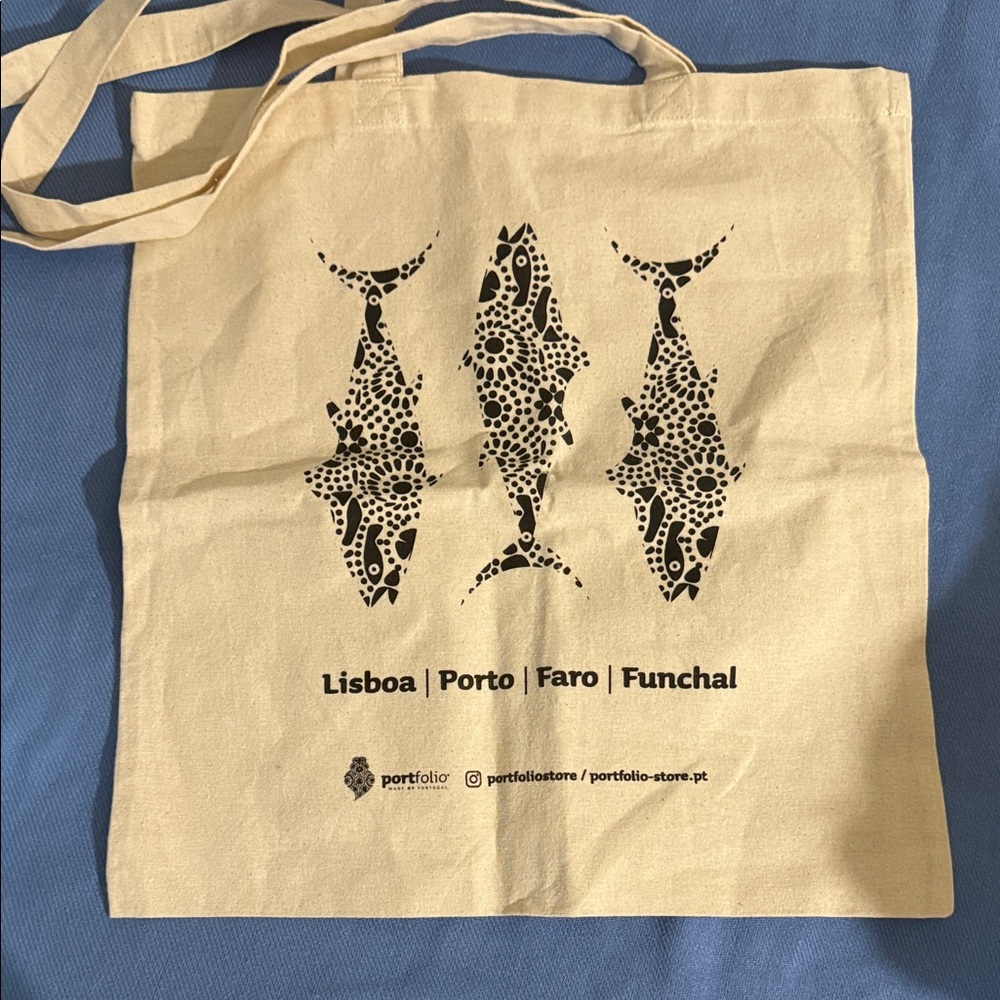 Beige Tote Bag with Artistic Design
